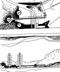 G. Polesello, study sketch for the Zoncolan tourist centre in central Carnia, 1968