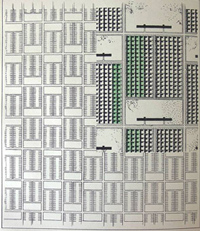 Ludwig Hilberseimer, schema insediativo residenziale con alloggi ad un piano, 1932