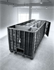 Gordon Matta-Clark, Open House (Also Called Drag-On & Dumpster), 1972. Wood.