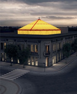Smiljan Radic’-2015-Nave-Arts Hall in Santiago del Cile, veduta generale con il circo sul tetto   - ZOOM 