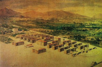 Francesco Paolo Palazzotto, New Asylum of Palermo, Bird's eye view, 1884 (Palazzotto Archive) in: http://www.spazidellafollia.eu/it/disegni_architettonici/pa423 web site edited by research group PRIN 2008 Seconda Universit degli Studi di Napoli - Cettina Lenza (Scientific Coordinator) - Universit degli Studi di Palermo, Cesare Airoldi (Scientific Responsible of Unit of Palermo)  - ZOOM 