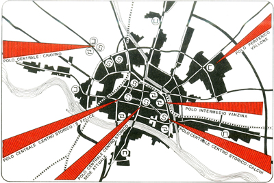 Giancarlo de Carlo et al., Piano di Ristrutturazione dellUniversit di Pavia (1971-76). Schema generale.