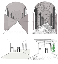 Concept of intervention modes for covered paths and pavillions. Design of the thesis - ZOOM 