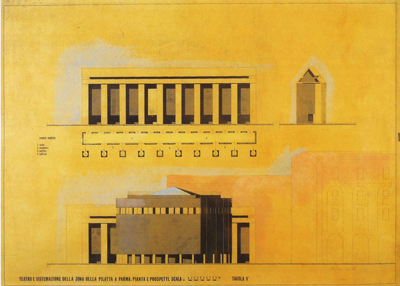 A. Rossi, Project of Teatro Paganini, Parma 1964