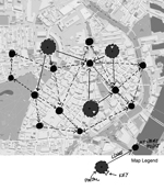 Gli spazi Mistero, una mappa con i punti di interesse (POI = Points of Interest) disposti in forma di gioco.  - ZOOM 