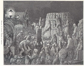 G. Doré, Viaggio a Londra. Mercato di Covent Garden al mattino - ZOOM G. Doré, Viaggio a Londra. Mercato di Covent Garden al mattino - ZOOM