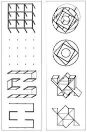 John Hejduk, The Nine Square Grid Problem: schemi dell'esercitazione, 1971