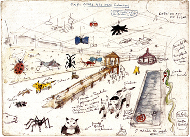 Lina Bo Bardi, Mostra Intermezzo per bambini, acquerello, 1984. - ZOOM 